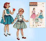 1950s Vintage Butterick Sewing Pattern 6602 Uncut Little Girls Dress Size 10 - Vintage4me2