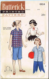 1950s Vintage Butterick Sewing Pattern 6614 Uncut Little Girls Shirt or Blouse 8