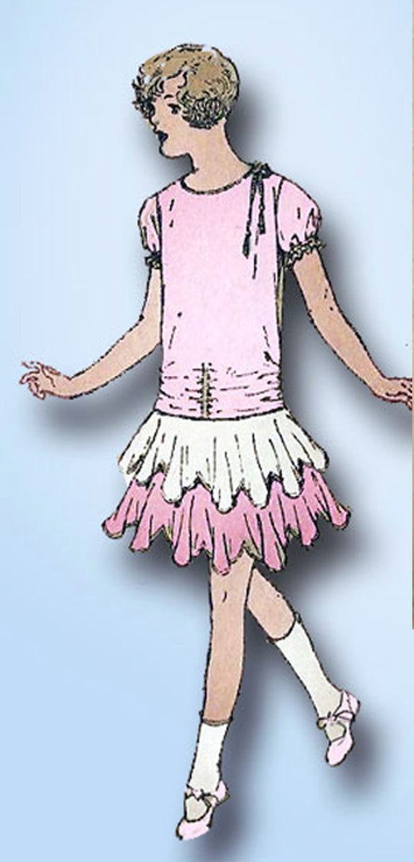 1920s Vintage Butterick Sewing Pattern 6689 Little Girls Flapper Party Dress Sz8