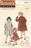 1950s Vintage Butterick Sewing Pattern Toddler Girls Hooded Coat Size 2 21B