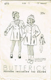 1930s Vintage Butterick Sewing Pattern 6711 Uncut Toddler Girls Coat Size 3