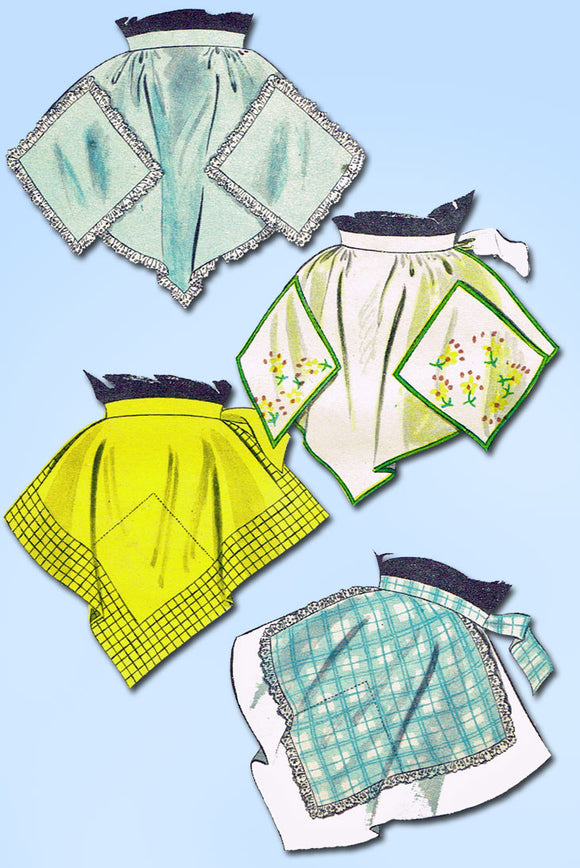 1950s Vintage Butterick Sewing Pattern 6742 Easy Misses Cocktail Apron Fits All