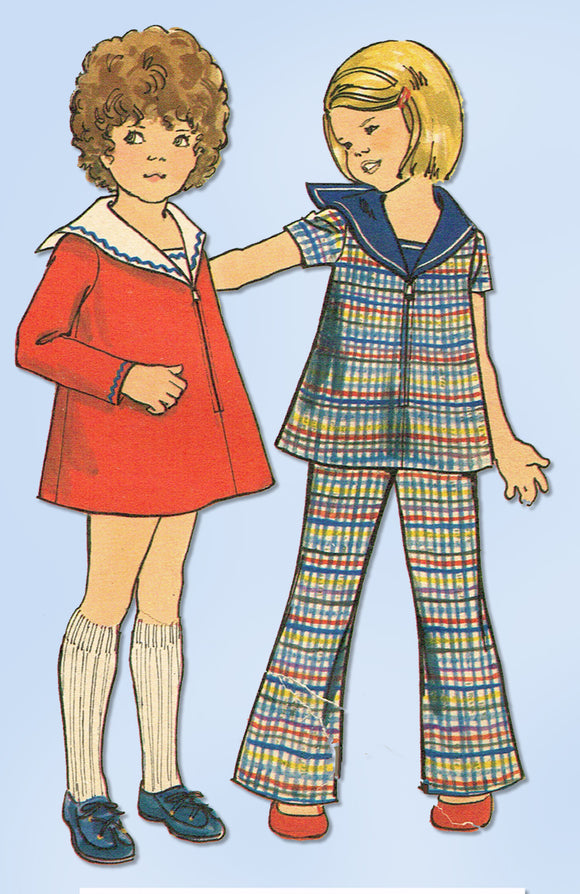 1960s Vintage Butterick Sewing Patern 6746 Uncut Girls Dress or Top & Pants Sz 5