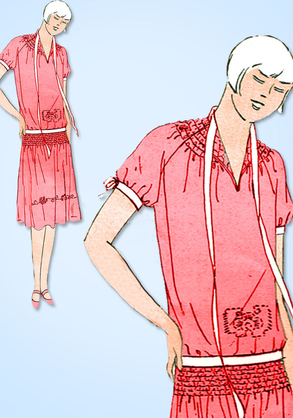 1920s Vintage Butterick Sewing Pattern 6777 Misses Shirred Flapper Dress Sz 35 B - Vintage4me2