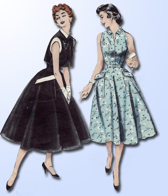 1950s Vintage Butterick Sewing Pattern 6903 Misses Sun Dress & Bolero Size 30 B