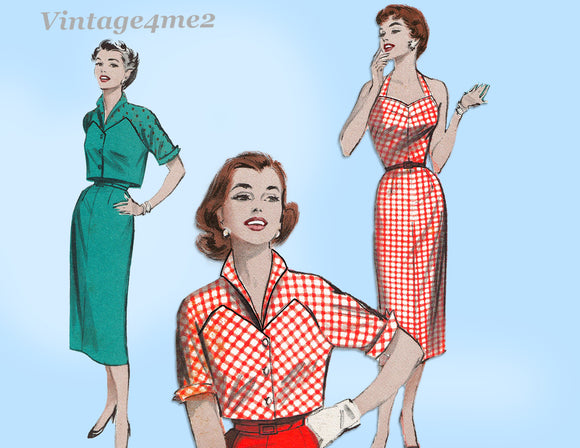 Butterick 6905: 1950s Rare MIsses Sun Dress & Topper 30 B Vintage Sewing Pattern