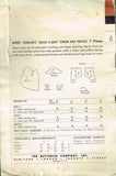 1950s Vintage Butterick Sewing Pattern 6932 Easy Baby Girls Play Apron Size 6 mo