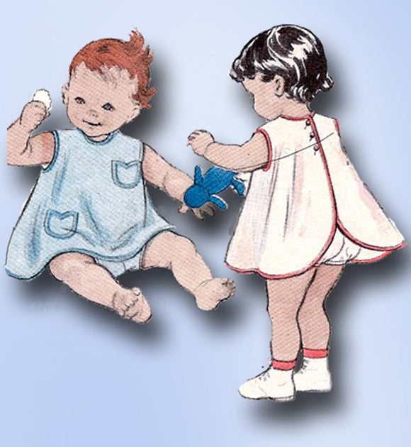 1950s Vintage Butterick Sewing Pattern 6932 Easy Baby Girls Play Apron Size 6 mo