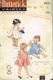 1950s Vintage Butterick Sewing Pattern 6932 Easy Baby Girls Play Apron Size 6 mo