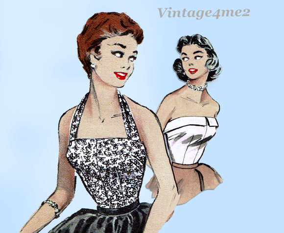 1950s Vintage Butterick Sewing Pattern 6956 Misses Easy Halter Top Size 32 Bust