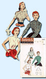 1950s Vintage Butterick Sewing Pattern 6985 Misses Shirtwaist Blouse Size 14 32B - Vintage4me2