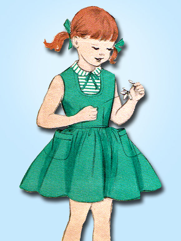 1950s Vintage Butterick Sewing Pattern 6998 Toddler Girls Dress & Dickey Size 4 -Vintage4me2