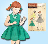 1950s Vintage Butterick Sewing Pattern 6998 Toddler Girls Dress & Dickey Size 4 -Vintage4me2