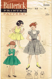 1950s Vintage Butterick Sewing Pattern 6998 Toddler Girls Dress & Dickey Size 4 -Vintage4me2