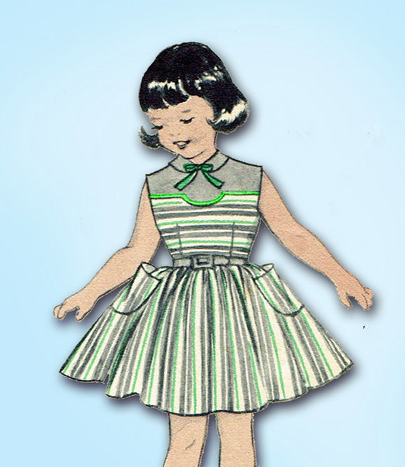 1950s Vintage Butterick Sewing Pattern 7009 Toddler Girls Sun Dress Size 6 24B
