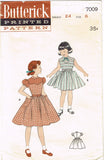 1950s Vintage Butterick Sewing Pattern 7009 Toddler Girls Sun Dress Size 6 24B