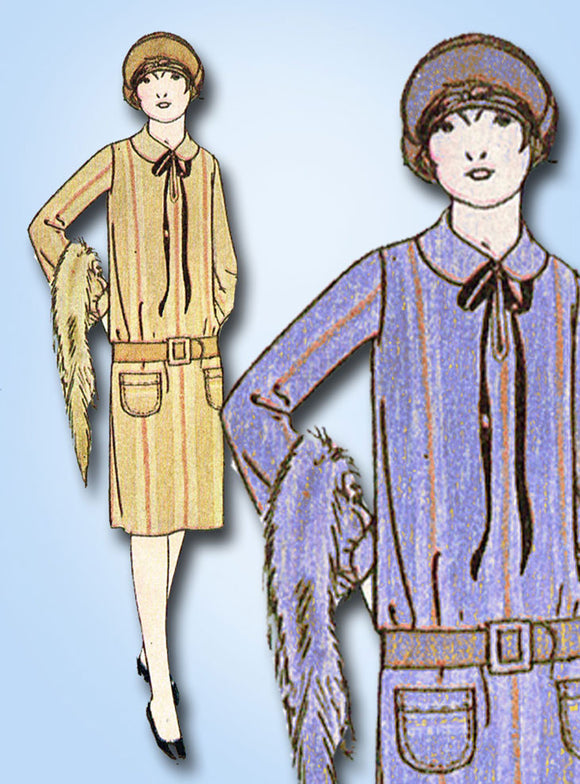 1920s VTG Butterick Sewing Pattern 7013 Uncut Junior Girls Flapper Dress Size 13