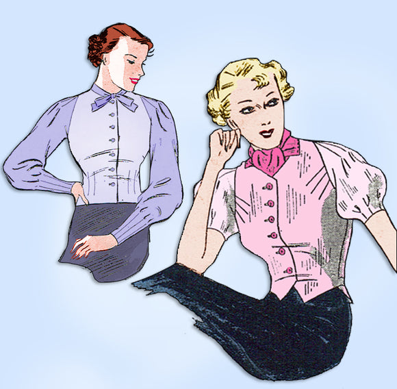 1930s Original Vintage Butterick Pattern 7018 Uncut Misses Raglan Blouse Sz 30 B