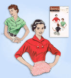 1950s Original Vintage Butterick Sewing Pattern 7025 Uncut Misses Blouse Sz 34 B