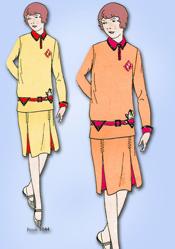 1920s VTG Butterick Sewing Pattern 7044 Uncut Junior Girls Flapper Dress Sz 14 - Vintage4me2