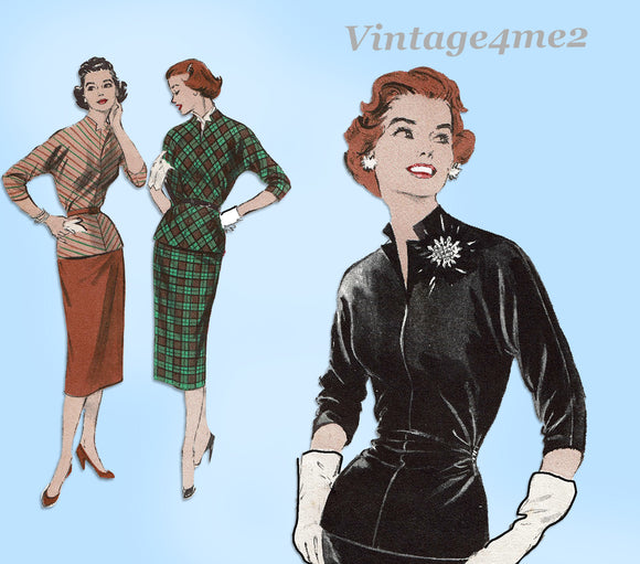 Butterick 7076: 1950s Uncut Misses 2 Piece Dress Sz 36 B Vintage Sewing Pattern