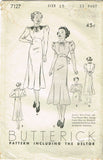 1930s Original Vintage Butterick Sewing Pattern 7127 Misses Afternoon Dress 33 B - Vintage4me2