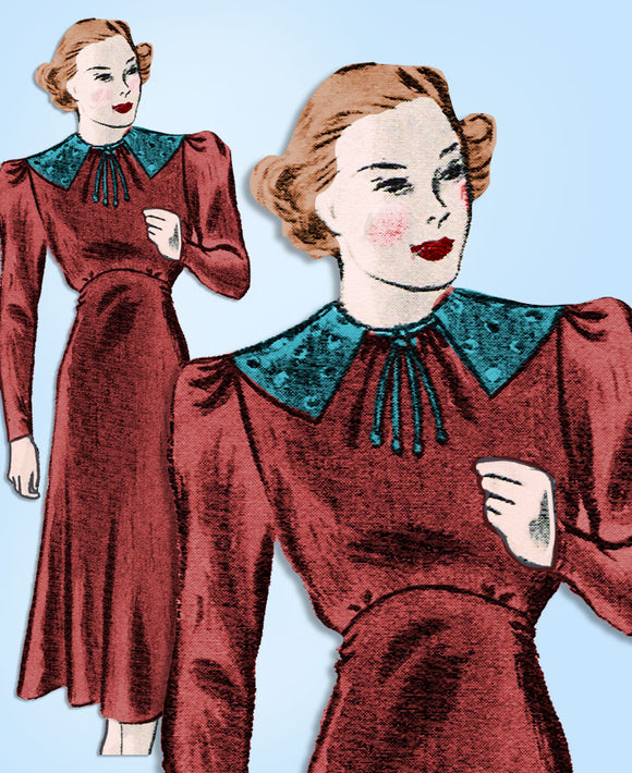 1930s Original Vintage Butterick Sewing Pattern 7127 Misses Afternoon Dress 33 B - Vintage4me2