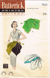 1950s Vintage Butterick Sewing Pattern 7142 Easy Misses Hostess Apron Fits All