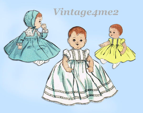 1950s Vintage Butterick Sewing Pattern 7158 Cute 13 Inch Baby Doll Clothes Set