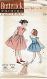 1950s Vintage Butterick Sewing Pattern 7193 Uncut Toddler Girls Dress Size 6 24B