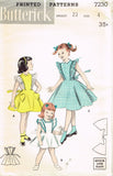 Butterick 7230: 1950s Easy Uncut Girls Pinafore Dress Sz4 Vintage Sewing Pattern