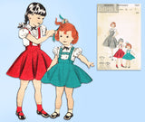 1950s Vintage Butterick Sewing Pattern 7410 Baby Girls Suspender Skirt Size 2