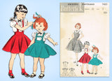 1950s Vintage Butterick Sewing Pattern 7410 Baby Girls Suspender Skirt Size 2
