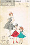 1950s Vintage Butterick Sewing Pattern 7410 Baby Girls Suspender Skirt Size 2