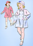1930s Vintage Butterick Sewing Pattern 7248 Toddler Girls Coat & Hat Size 2 21B