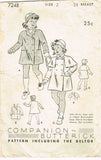 1930s Vintage Butterick Sewing Pattern 7248 Toddler Girls Coat & Hat Size 2 21B