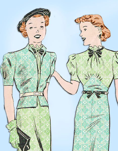 1930s Vintage Butterick Sewing Pattern 7282 Misses Dress & Jacket Size 32 Bust