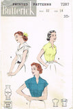 1950s Vintage Butterick Sewing Pattern 7287 Easy Misses Sailor Blouse Size 32 B