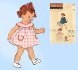 1950s Vintage Butterick Sewing Pattern 7295 Darling Baby Girls Dress Size 1