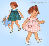 1950s Vintage Butterick Sewing Pattern 7295 Darling Baby Girls Dress Size 1
