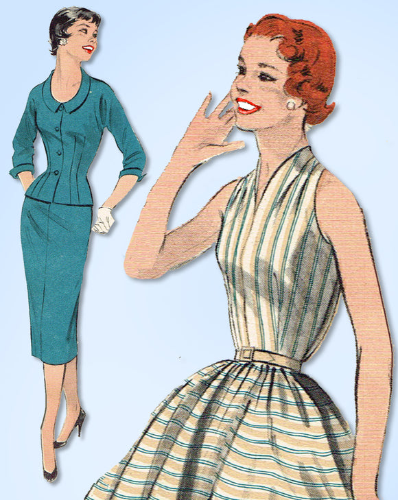 1950s Vintage Butterick Sewing Pattern 7358 Misses 2 PC Dress Separates Sz 30 B