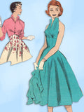 1950s Vintage Butterick Sewing Pattern 7384 Uncut Misses Halter Sun Dress Sz 34B