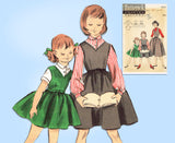 1950s Vintage Butterick Sewing Pattern 7411 Cute Little Girls Jumper Dress Size 8