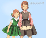 1950s Vintage Butterick Sewing Pattern 7411 Cute Little Girls Jumper Dress Size 8