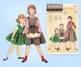 1950s Vintage Butterick Sewing Pattern 7411 Cute Little Girls Jumper Dress Size 8