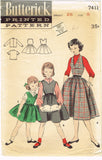 1950s Vintage Butterick Sewing Pattern 7411 Cute Little Girls Jumper Dress Size 8