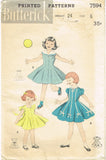 1950s Vintage Butterick Sewing Pattern 7594 Toddler Girls Sun Dress Size 6 24B