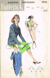 1950s Vintage Butterick Sewing Pattern 7604 Uncut Misses Box Jacket & Skirt 33 B - Vintage4me2