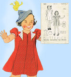 Butterick 7619: 1930s Cute Toddler Girls Dress Size 5 Vintage Sewing Pattern - Vintage4me2