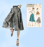 1950s Vintage Butterick Sewing Pattern 7643 Misses Skirt or Culottes Size 28 W